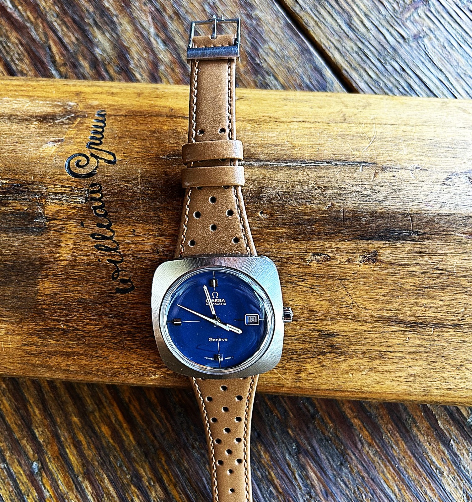 Vintage Omega Geneve Dynamic Automatic Men’s watch. Blue Vignette Dial – SS