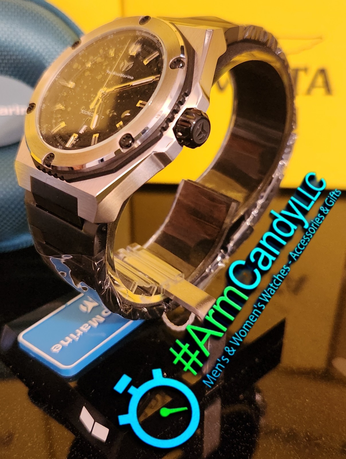 NEW Two-Tone 45mm Men’s Techno Marine Coral Legacy Black & Grey FREE TRAVEL CASE