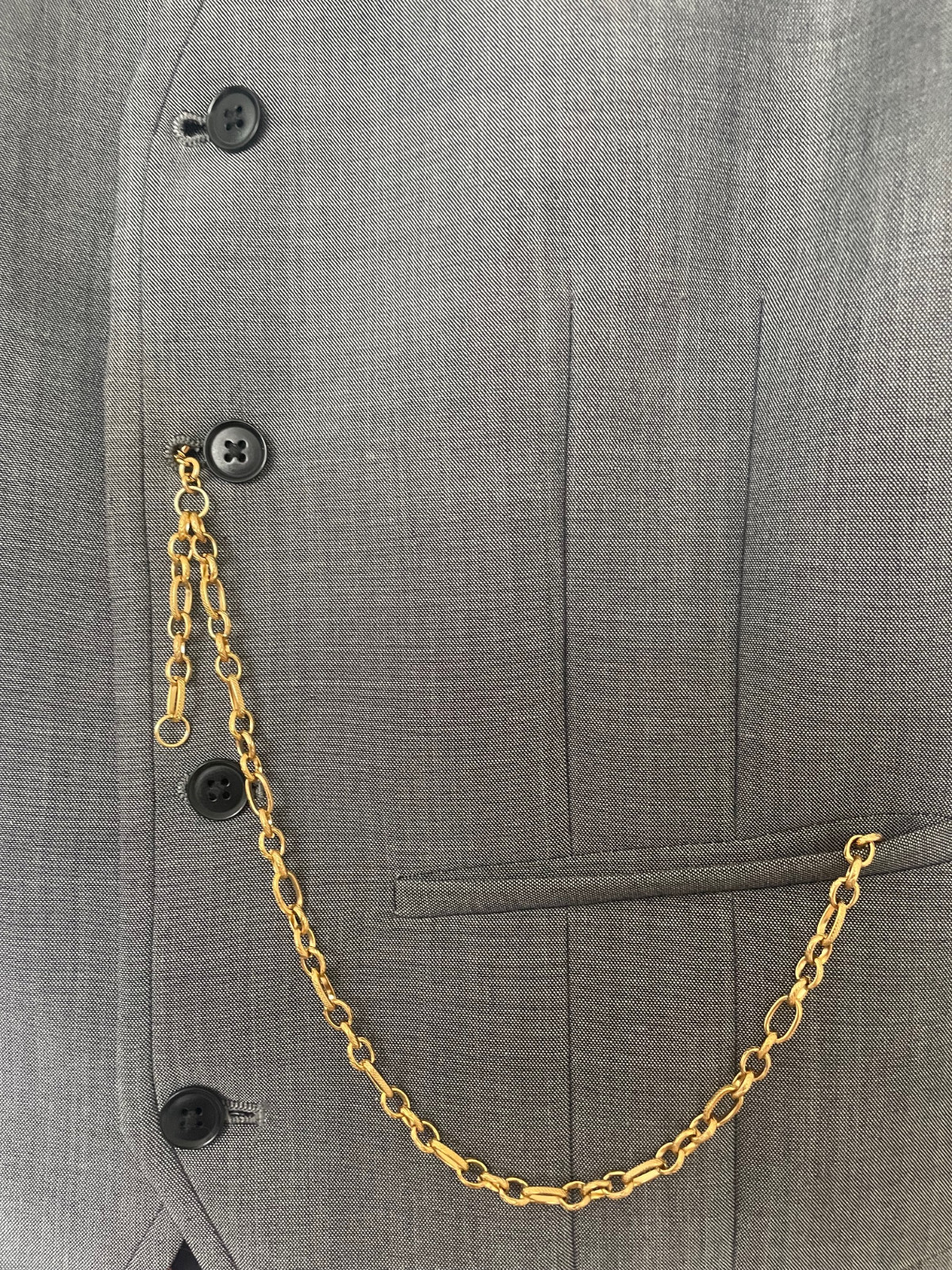single albert Figaro link gold plated albert pocket watch chain fob peaky