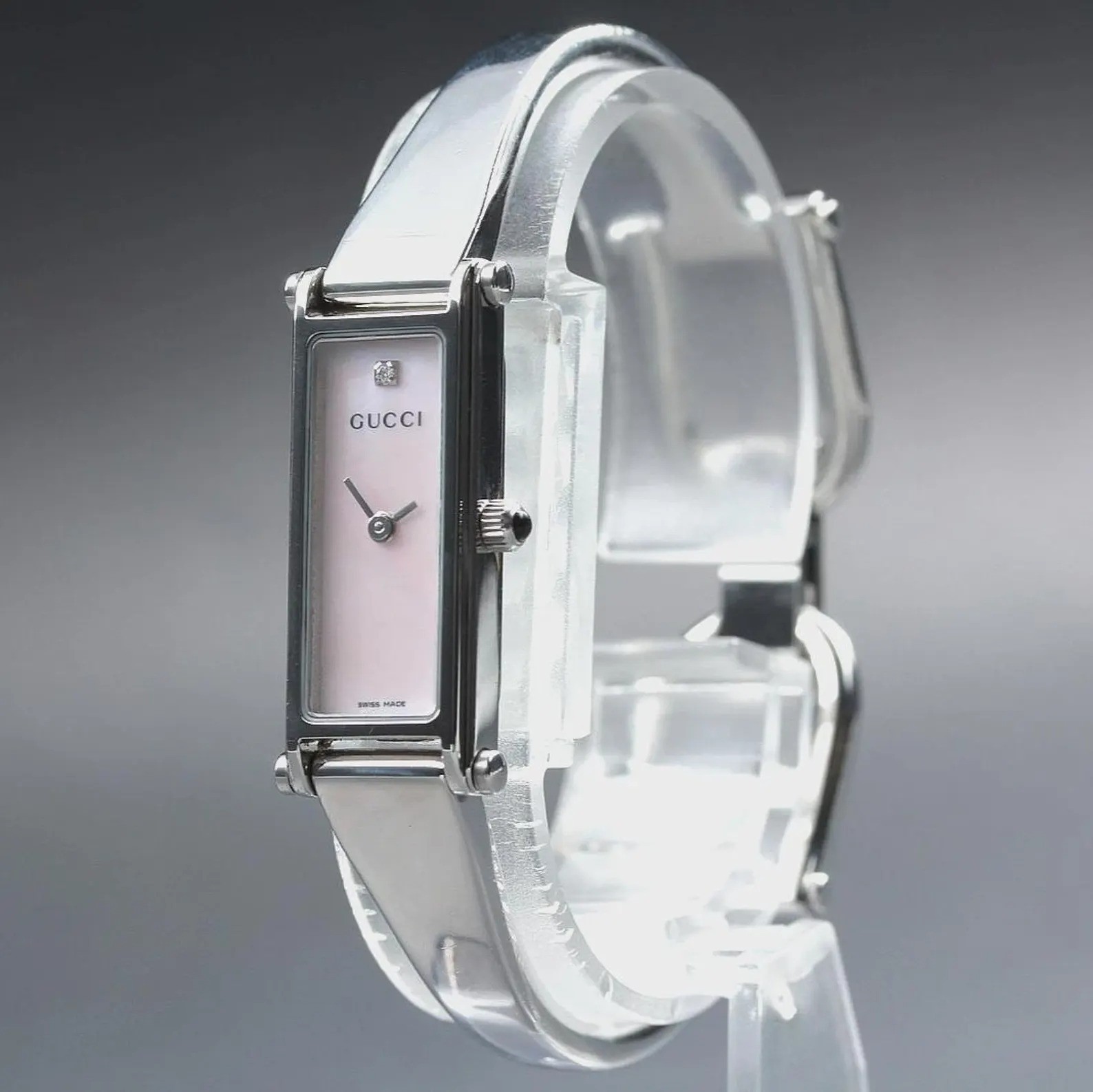 [Near MINT] GUCCI 1500L 13mm Pink Shell 1P Diamond Qz Women’s Watch From Japan