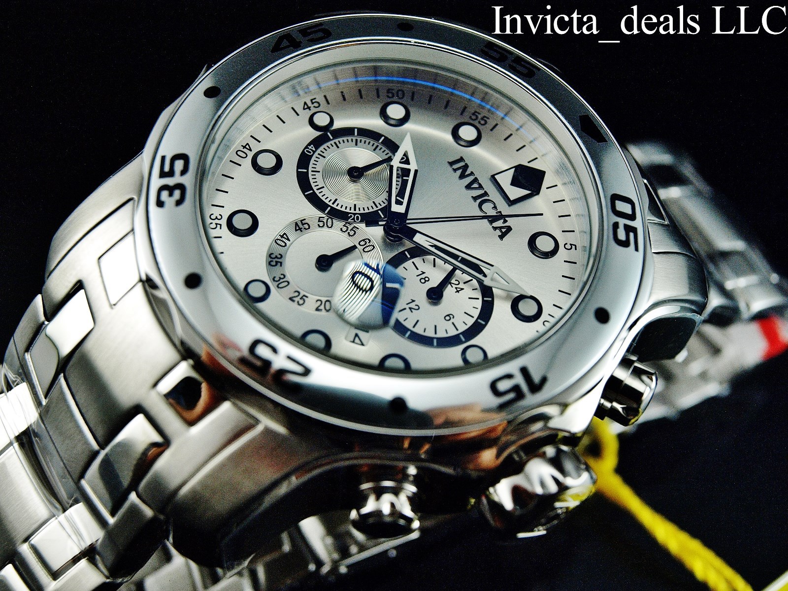 Invicta Men’s 48mm Pro Diver SCUBA Chronograph SILVER DIAL All Silver Tone Watch
