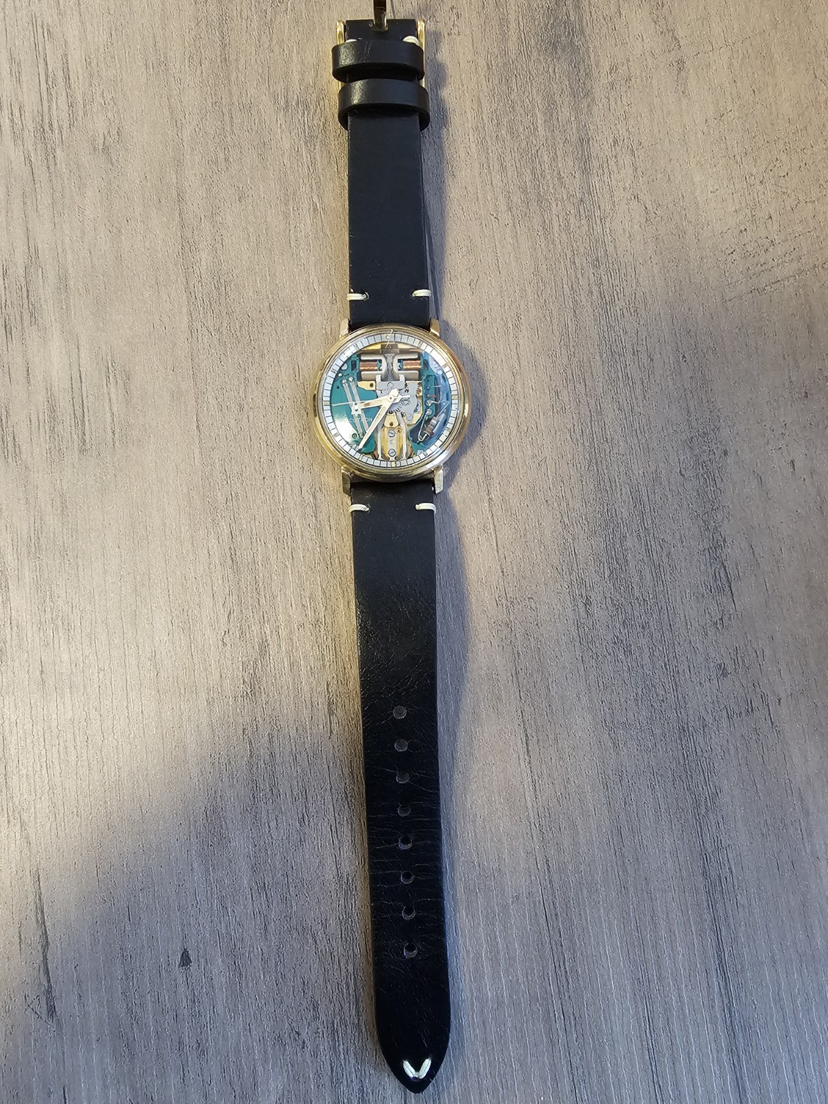 Bulova Accutron Spaceview Manual Skeleton Dial 34mm Gold Filled Leather