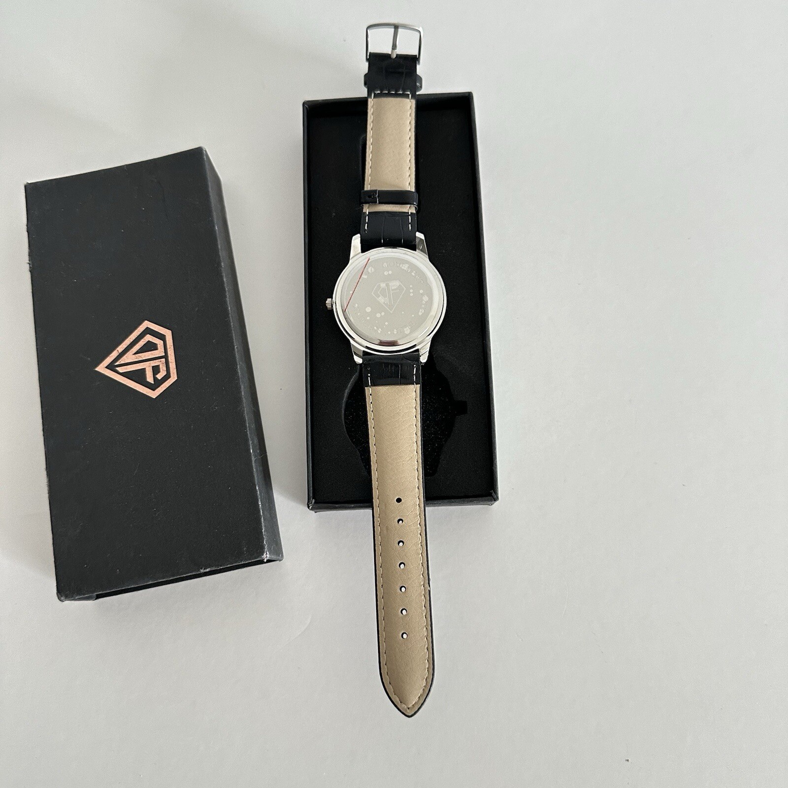 DF Shield Quartz Watch Leather Steel Classy Black Silver Analog Formal Luxury
