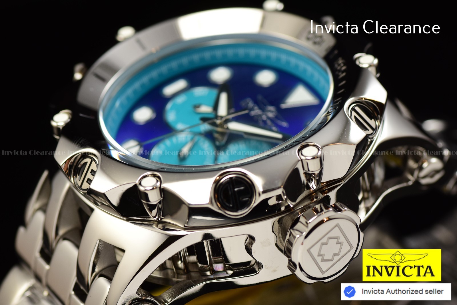 Invicta Reserve Venom FUSION Quartz Turquoise Dial Men’s High Polish SS Watch