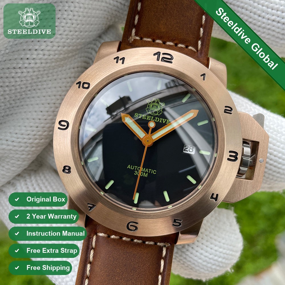 STEELDIVE SD1939S Mens Bronze 47mm 300M Automatic Dive Watch NH35 Sapphire Steel