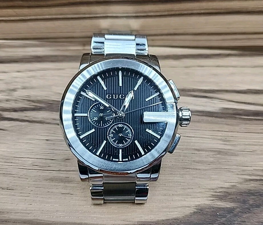 Gucci G-Chrono Black Dial Stainless Steel 101.2 Series Men’s Watch.