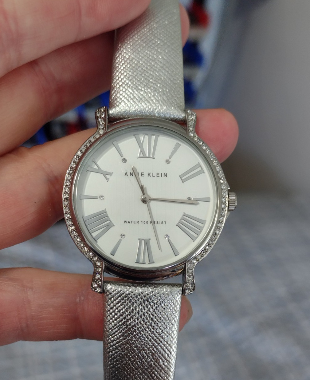 Women’s ANNE KLEIN Gemmed Watch Water-Resistant w New Battery – Works Great! c77