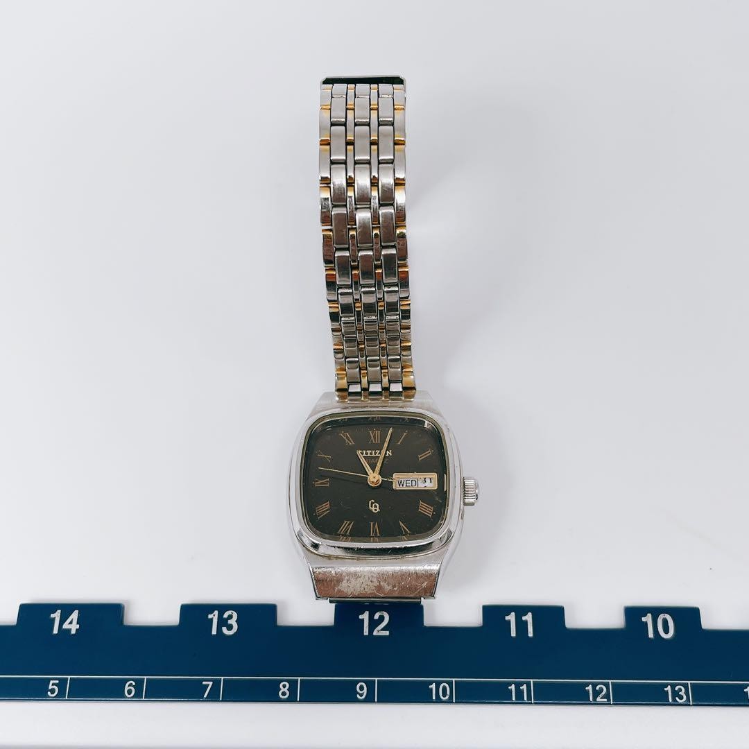 Citizen Quartz Day-Date Two-Tone Black Wristwatch Japan Working 071772