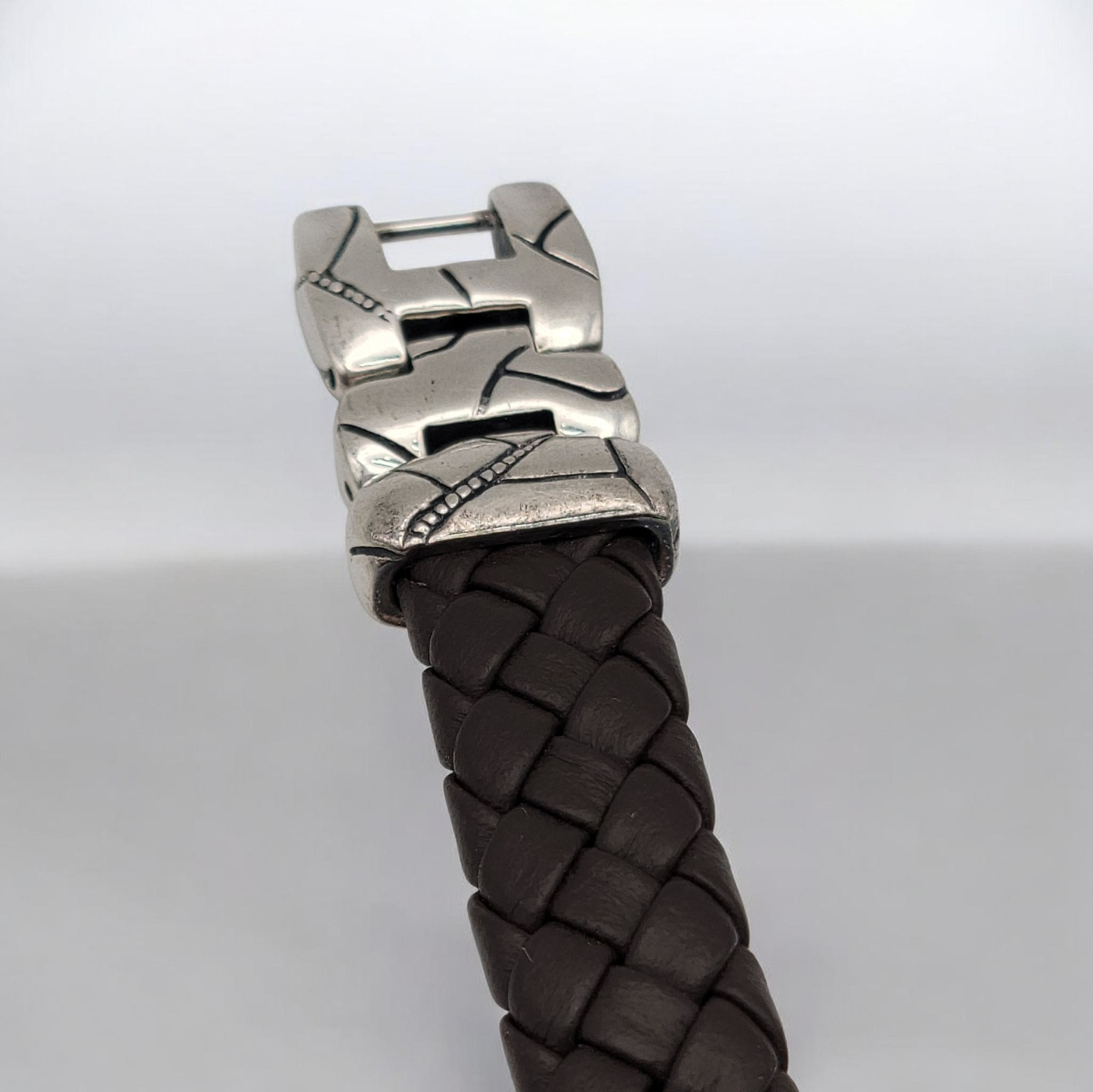 VTG Ecclissi Sterling Silver Alligator Scale Watch Braided Leather 60.99g