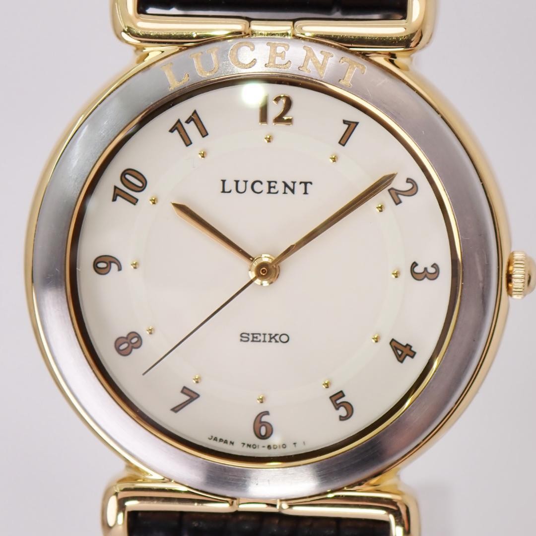 SEIKO Lucent 7N01 Vintage Two Tone Watch Used