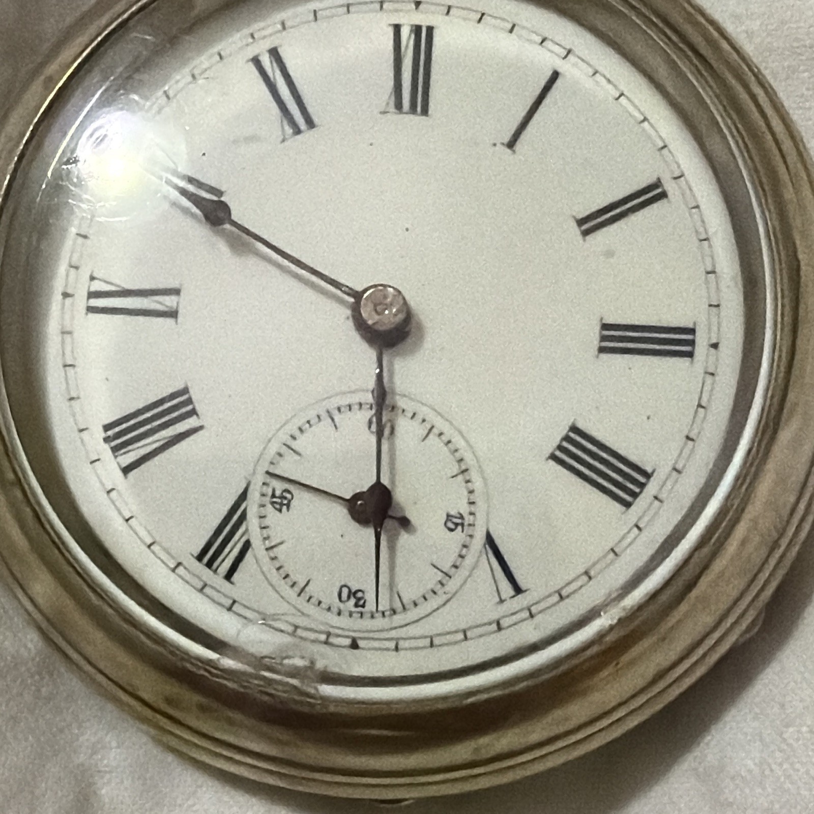 Roskopf Silver Open Face Pocket Watch White Roman Dial Manual Cylinder 1870s