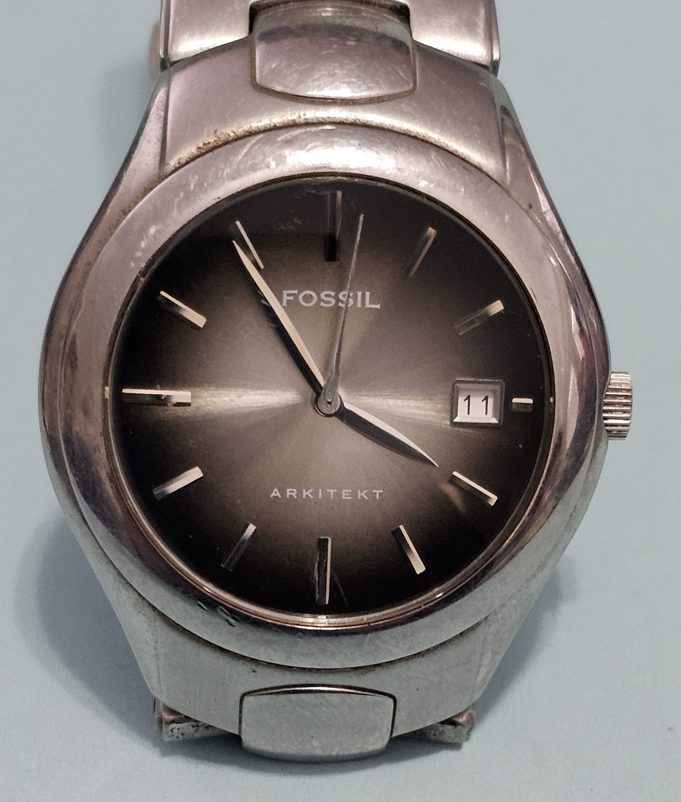 FOSSIL ARKITEKT Men’s Watch FS -2903 All SS 50 Meter Tested Works New Battery