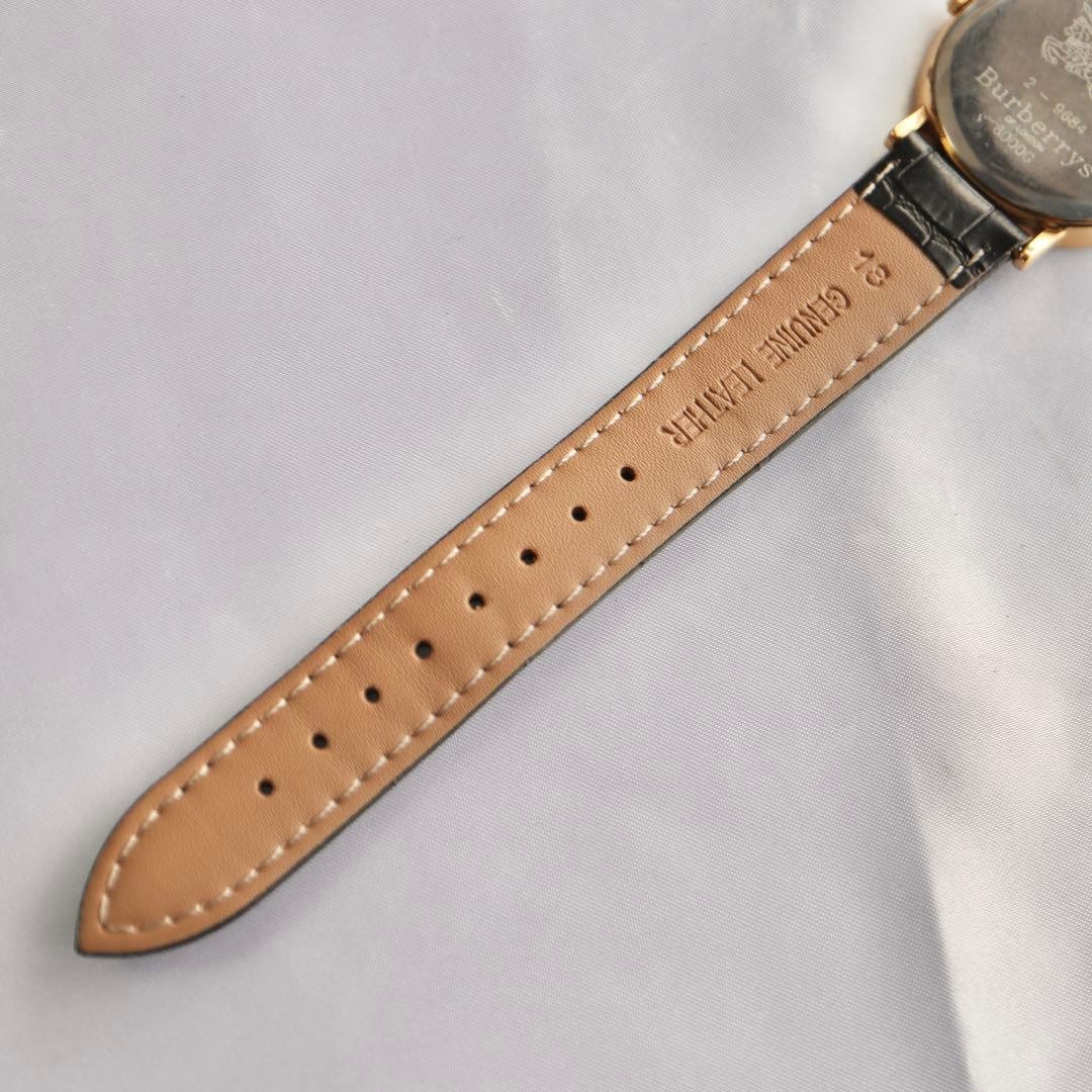 BURBERRY 34mm Gold Shell Dial Black Belt Watch