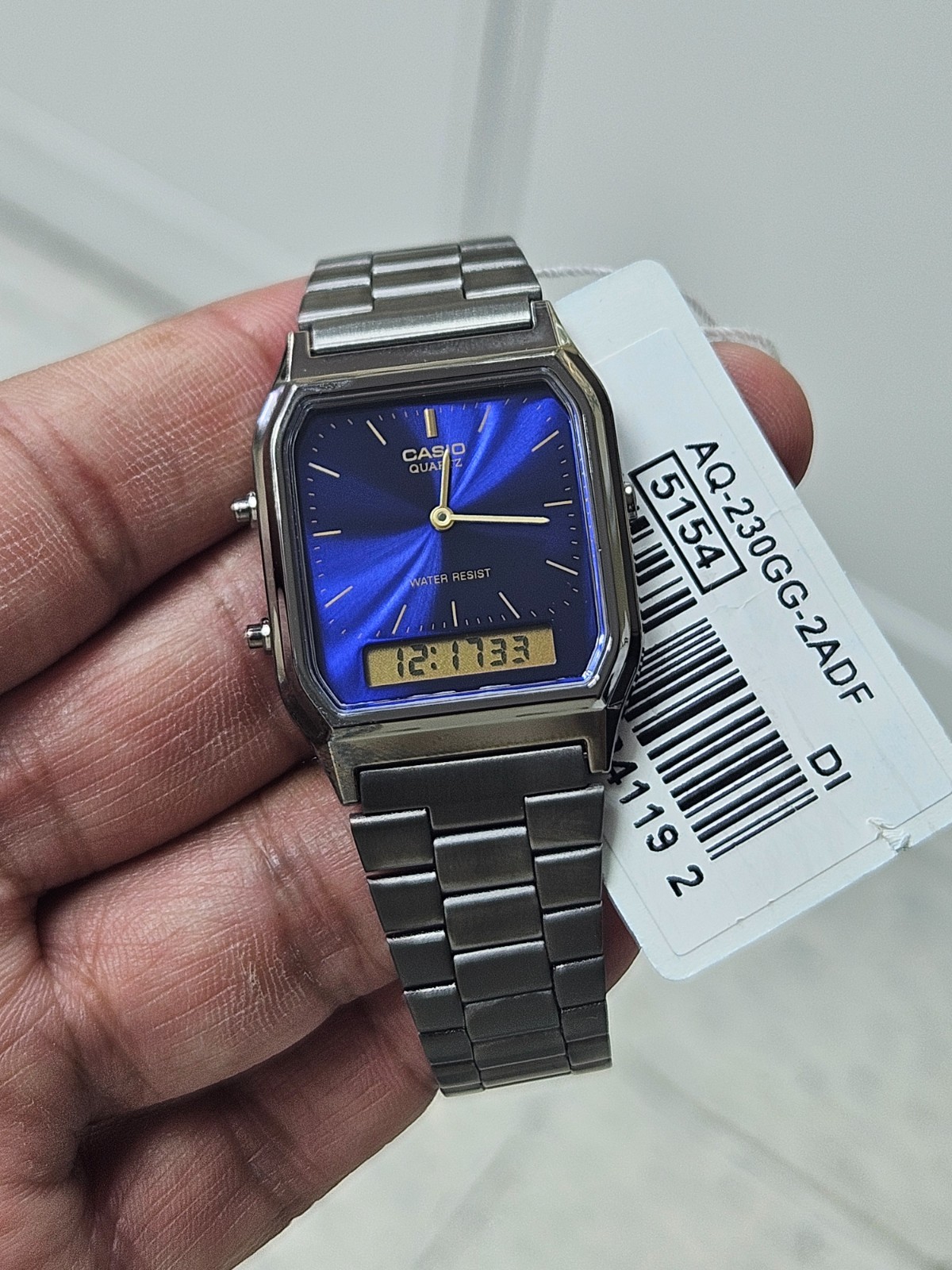 Casio AQ-230GG-2ADF Blue Dial Vintage Digital Analog Watch Gunmetal Stainless St