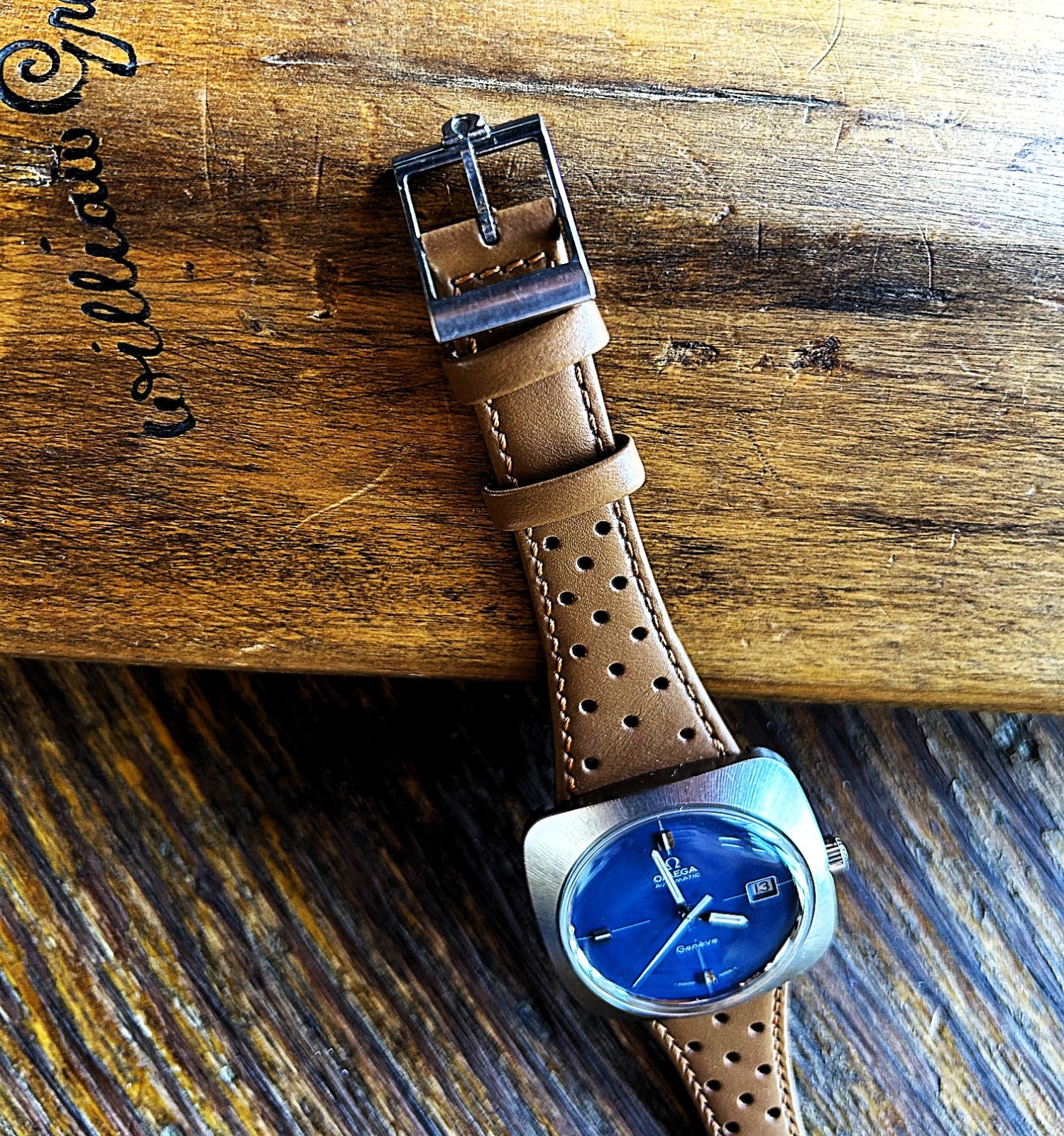 Vintage Omega Geneve Dynamic Automatic Men’s watch. Blue Vignette Dial – SS