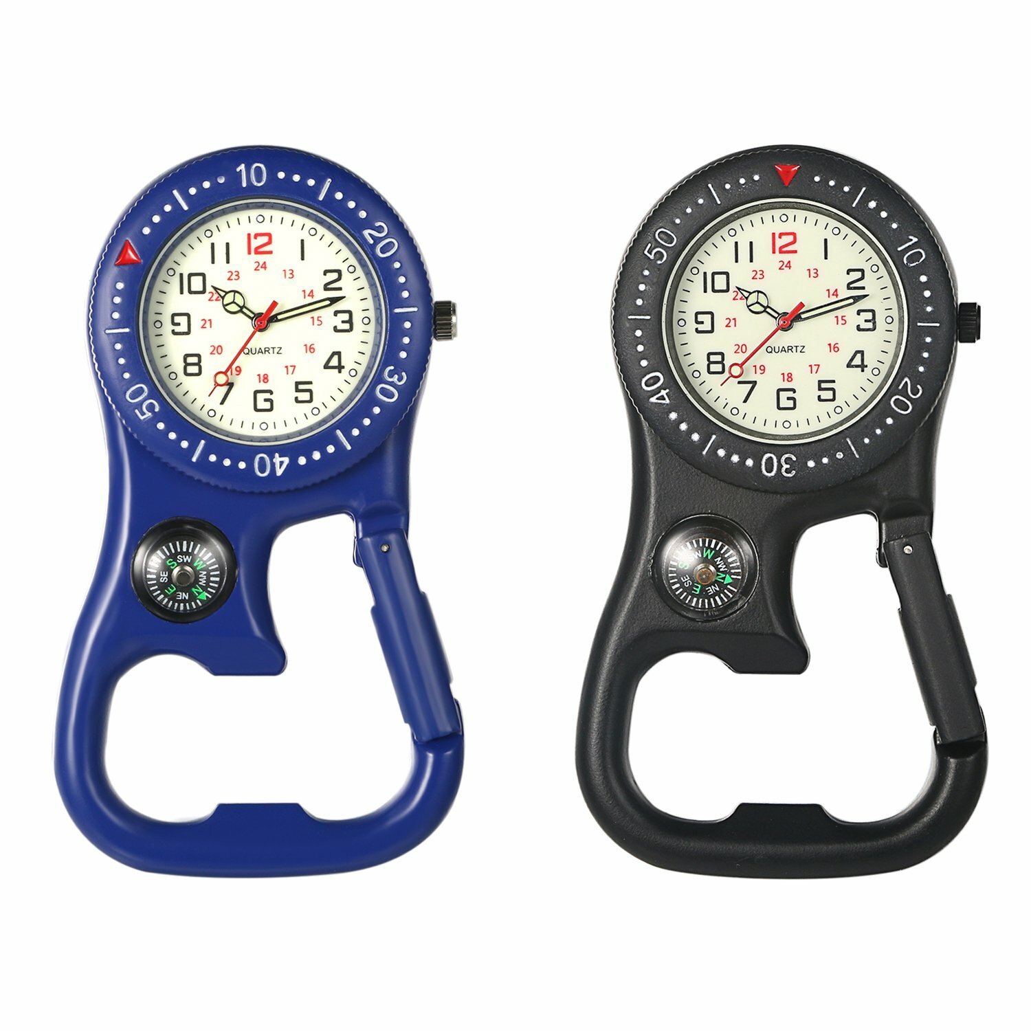 Outdoors Clip-On Backpack Belt Luminous Night Watch With Compass Bottle opener