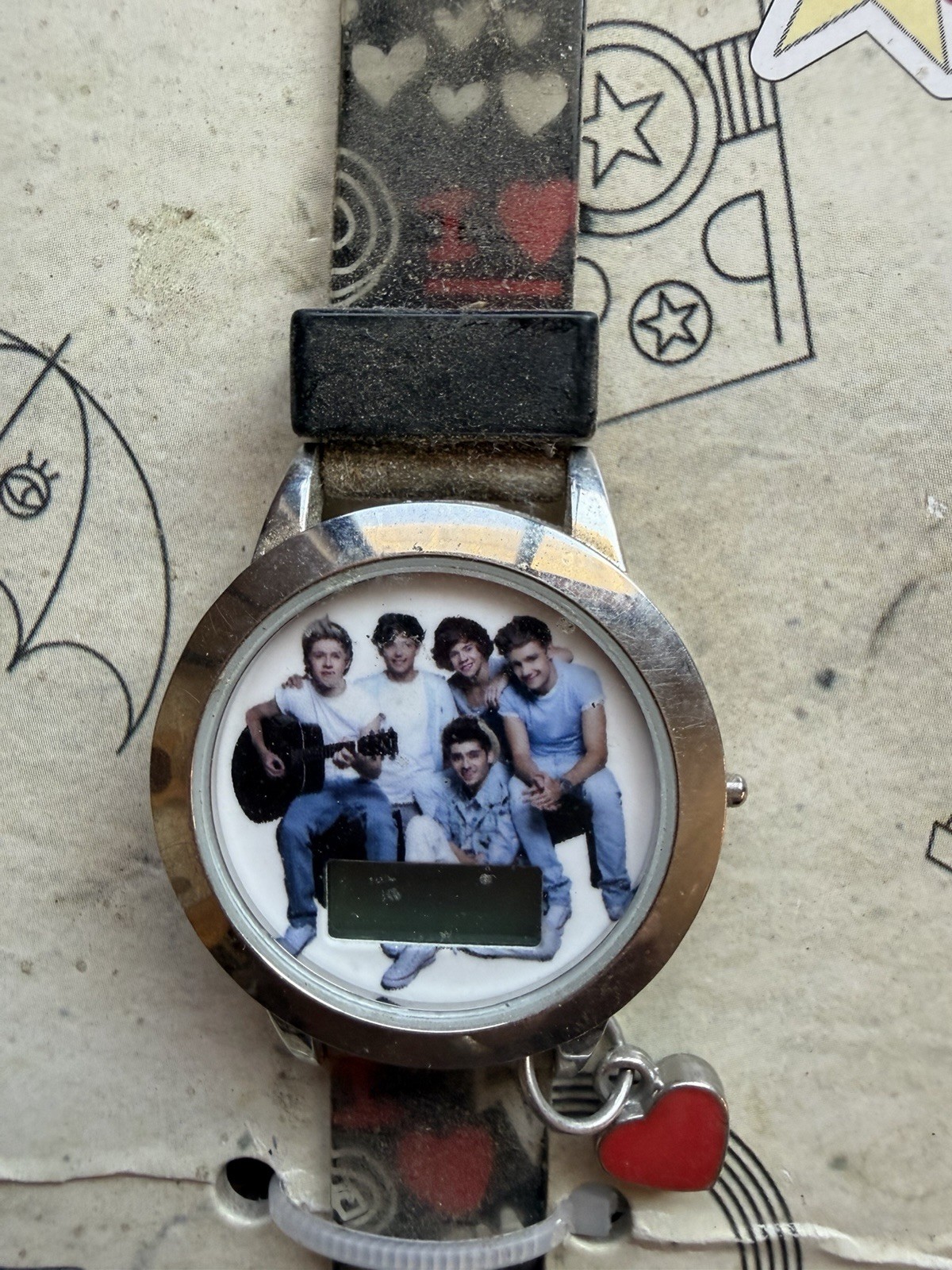 2013 One Direction Watch W/ Charm- I ❤️1D (Needs Battery)-NEW