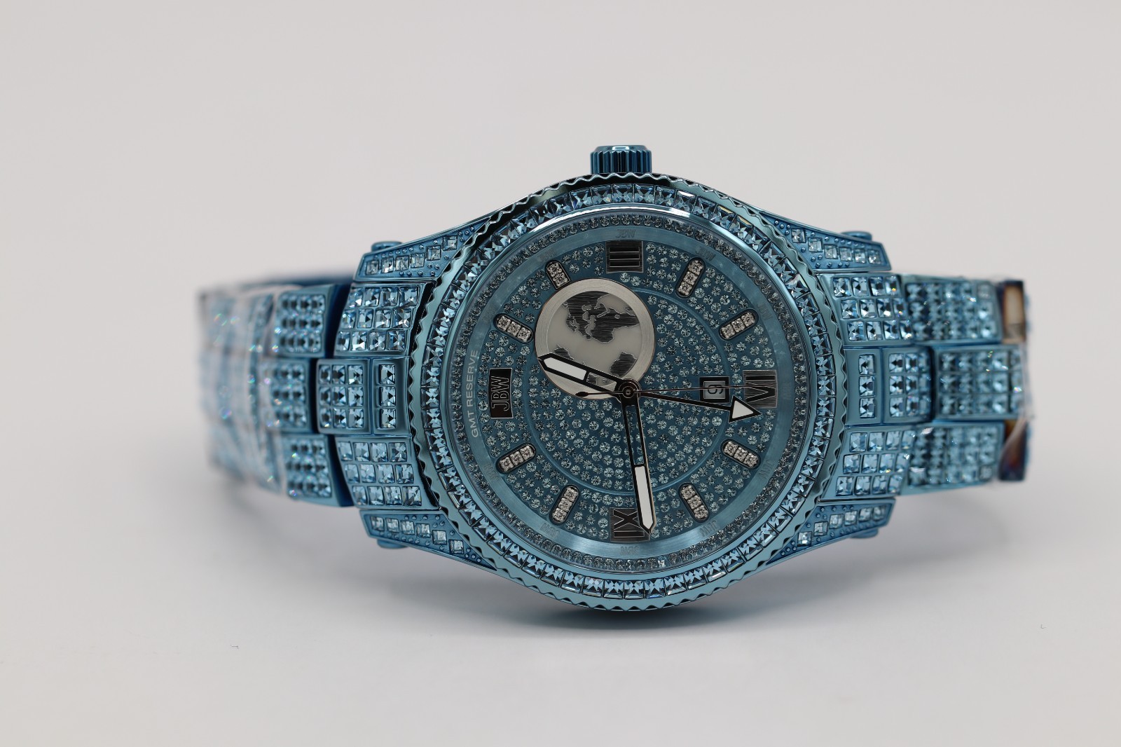 JBW Reserve Jet Setter Watch Dark Blue Dial Diamond Accents Luxury Men’s Watch