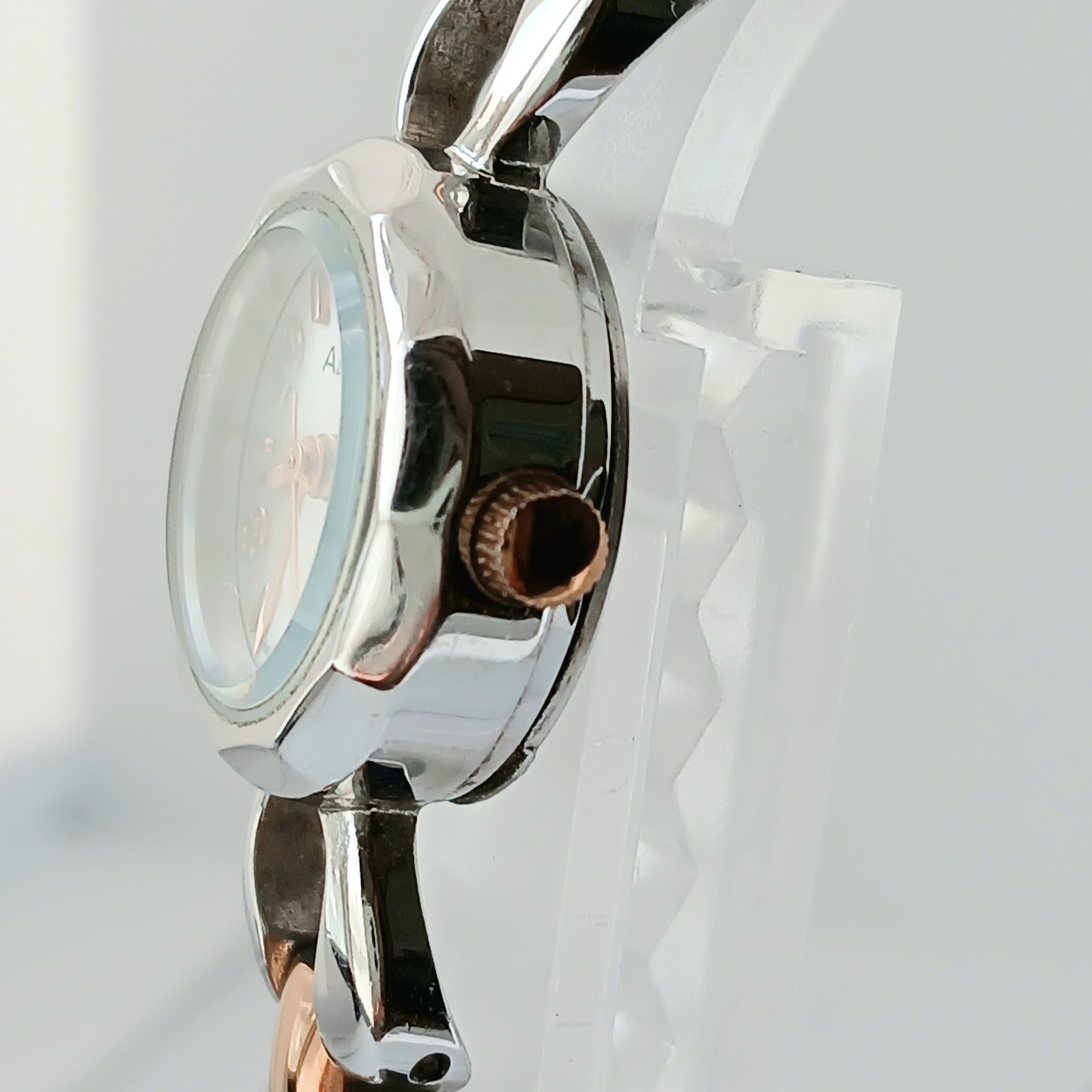 Vintage SEIKO ALBA Dodecagon Quartz Ladies Watch 1N01-KH90 Silver Rose Gold Work