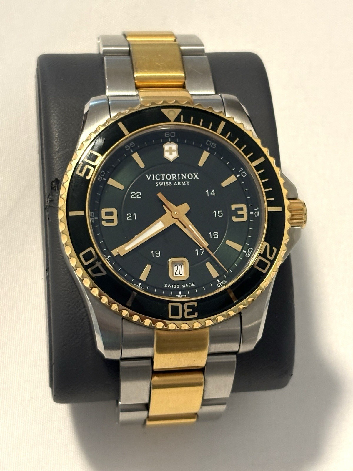 Victorinox Swiss Army Maverick GS Mens Watch 241605 Green Dial Two Tone Steel