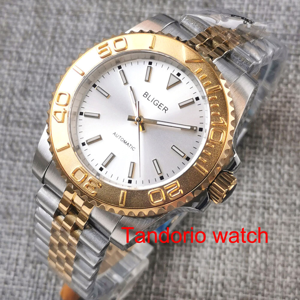 Bliger 40MM Black White Green Red Dial Men’s Watch Ceramic Bezel Luminous NH35