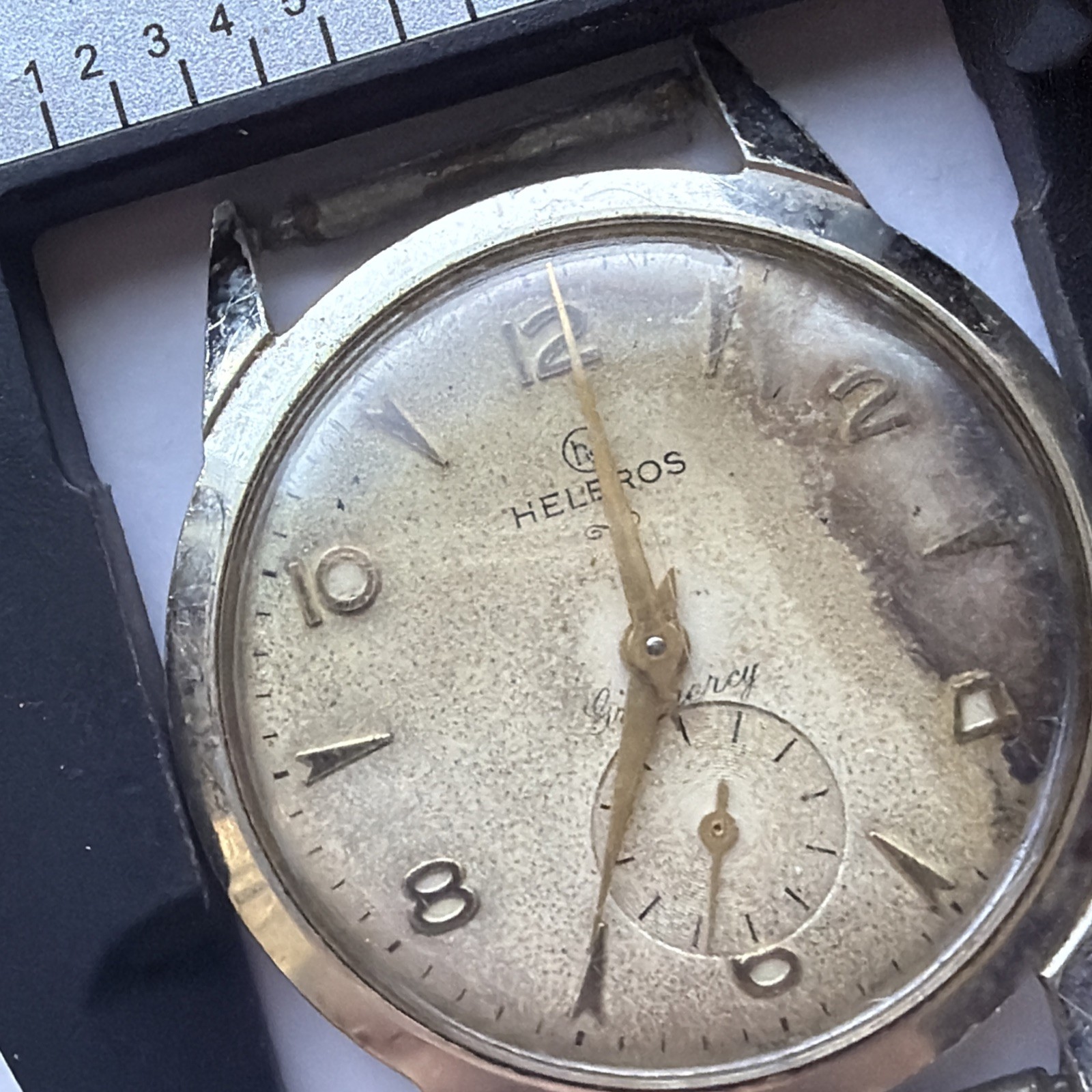 AV23 VTG Mechanical Wind Helbros 33mm Mens Watch Repairs Aluminum Case As Is**