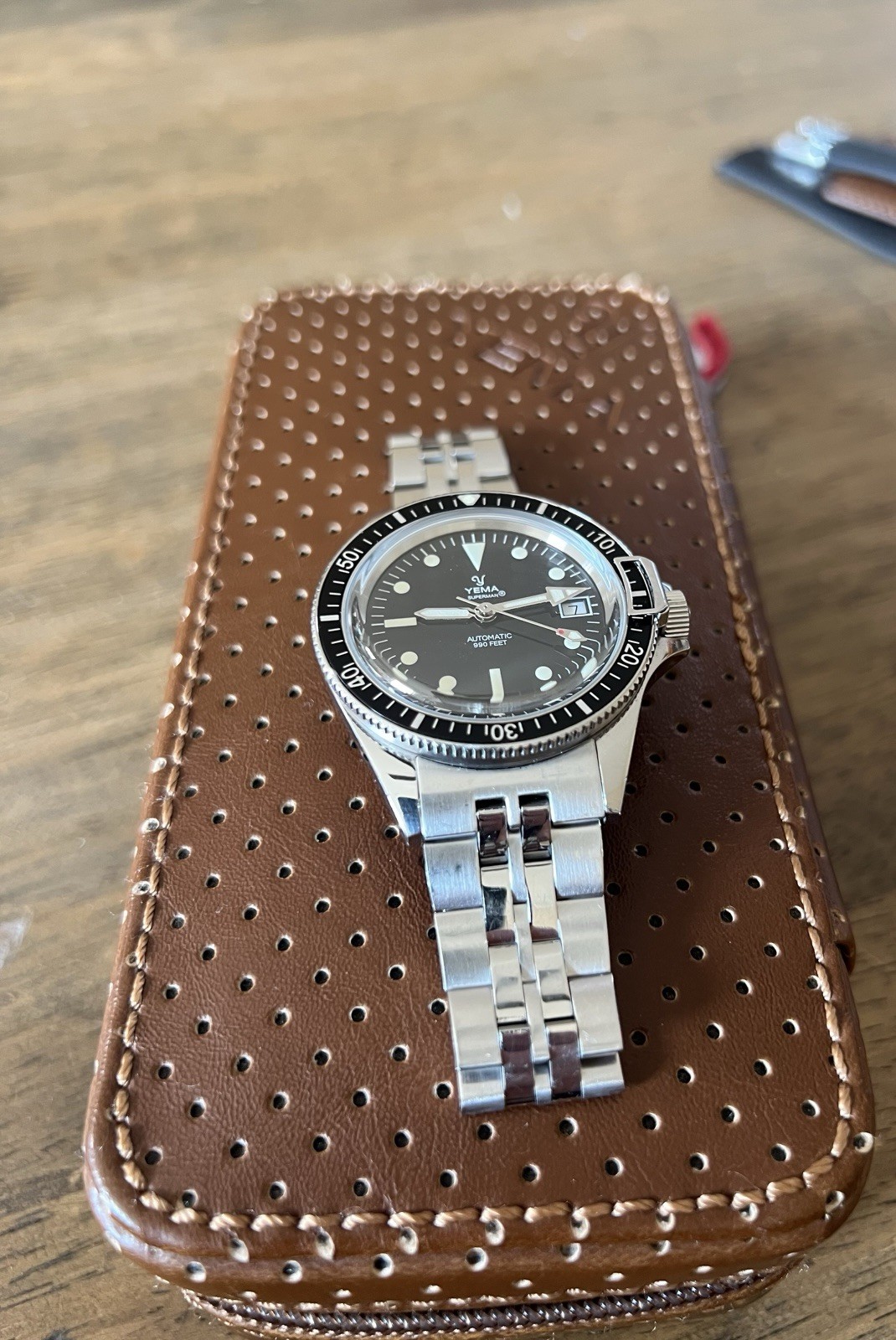 YEMA Superman Automatic Diver 39mm Black Dial/Bezel Date Steel Bracelet