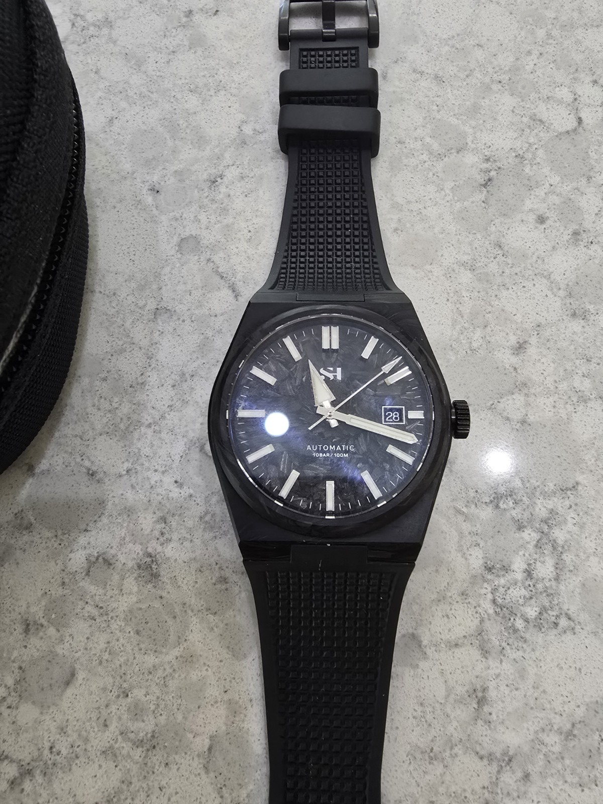 SH Homage Automatic Watch Carbon Forged 40mm Diver 100m Waterproof