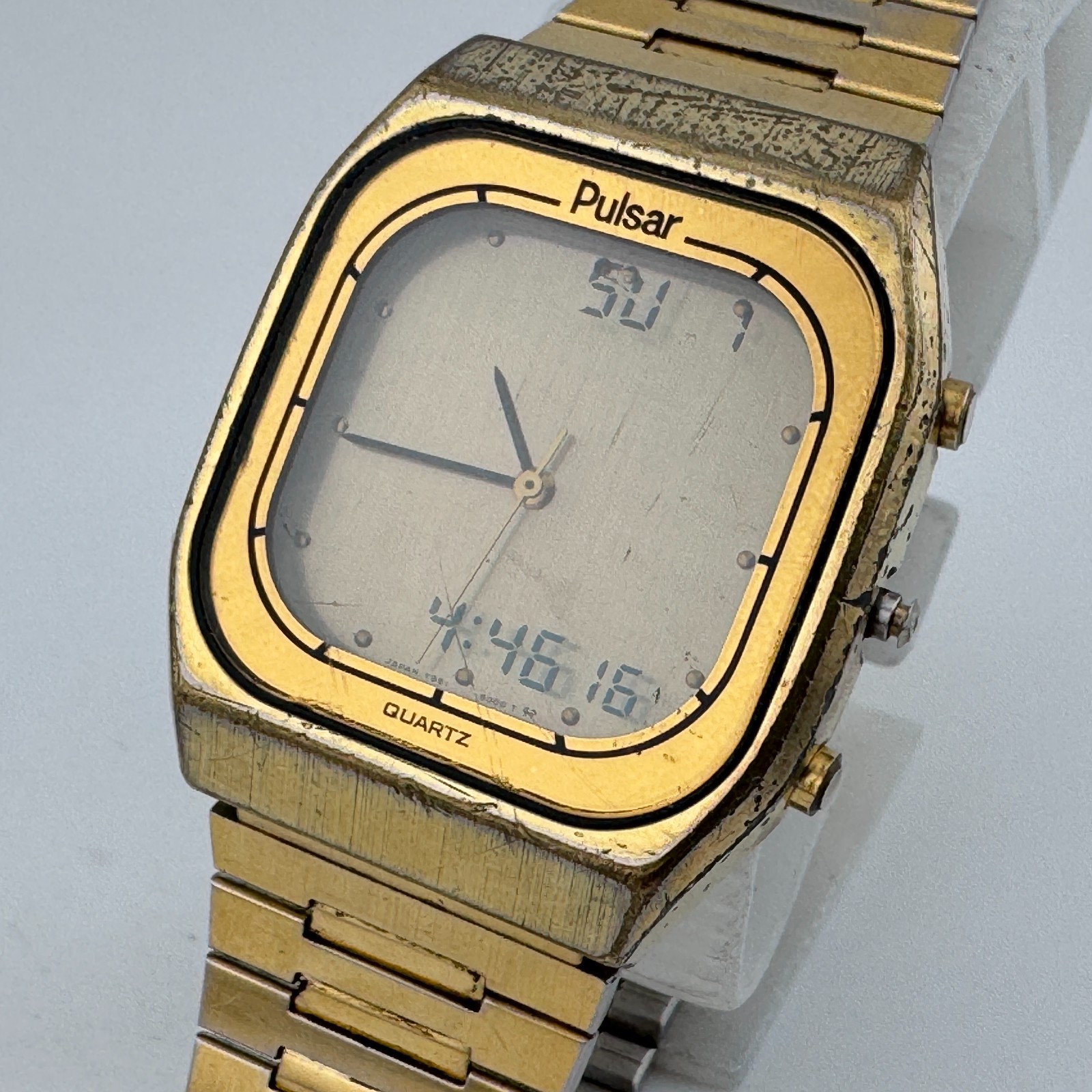 VTG Pulsar Quartz Watch Y951-5009 Men Analog Digital Chrono New Battery 7.75″