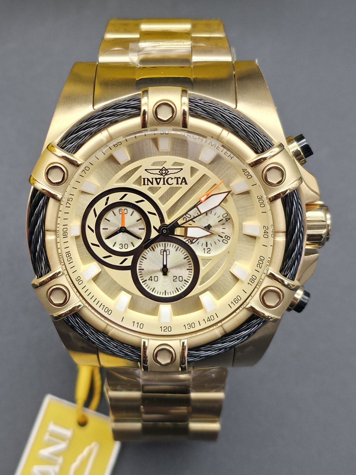 Invicta Men’s Watch 25515 Bolt Quartz Chronograph Diver Gold Tone Steel 52mm