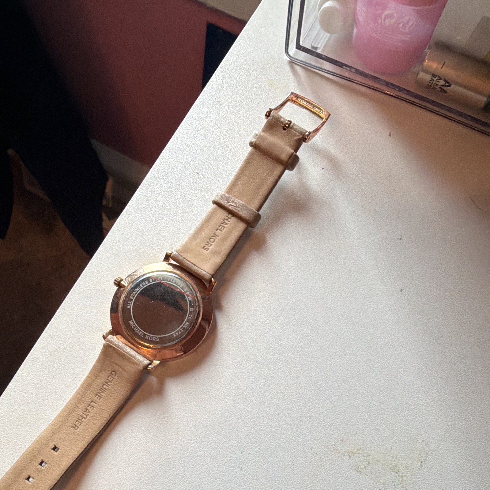 Michael Kors Pyper Women’s Quartz Watch Rose Gold Beige Leather