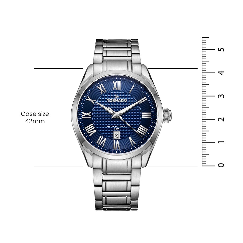 Tornado Celestia Classic Men’s Analog Watch | Blue Dial, 42x48mm, 100 m (10 ATM)
