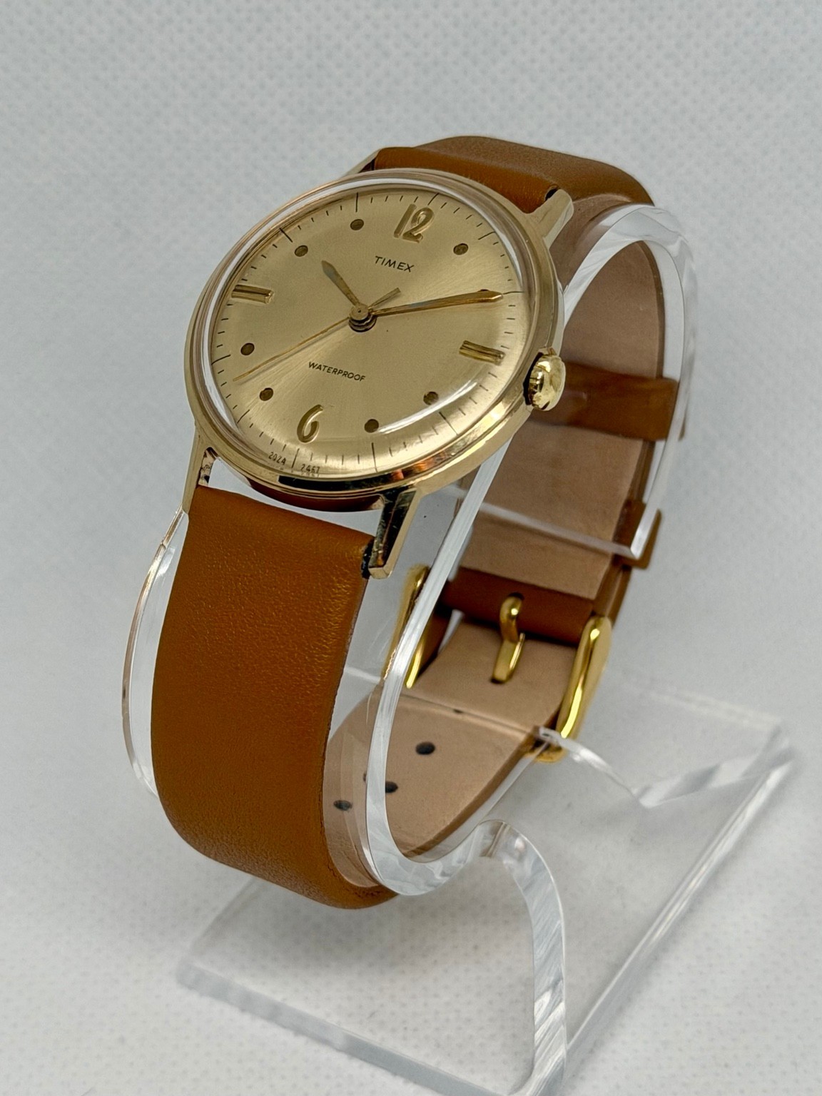 Vintage 1967 Timex Marlin Mechanical Watch Gold Tone 32mm Cleaned Lubed
