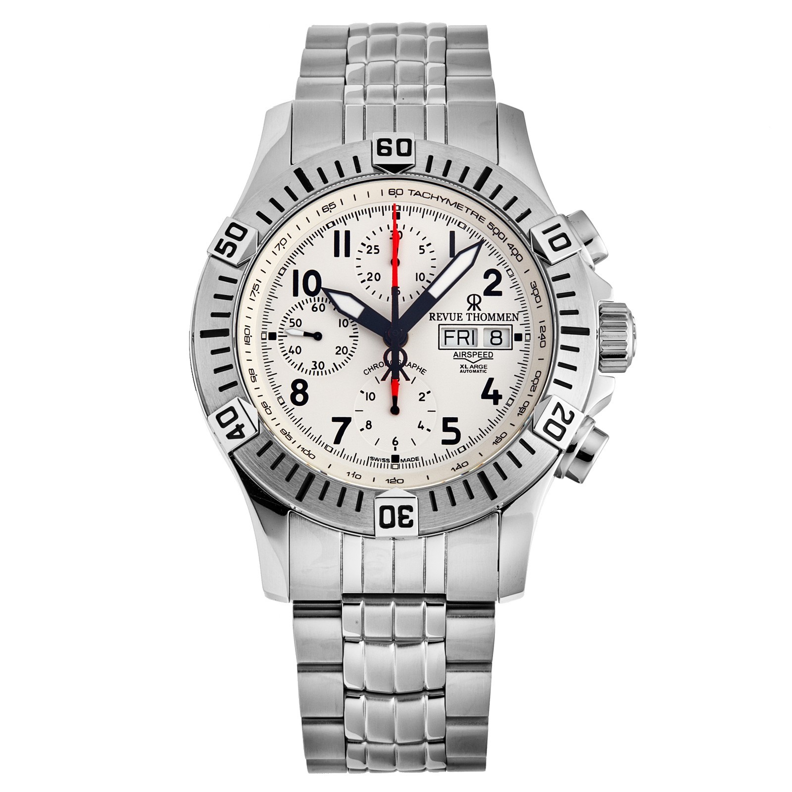 Revue Thommen Air Speed Chrono Auto Day-Date White Dial S/S 16071.6122