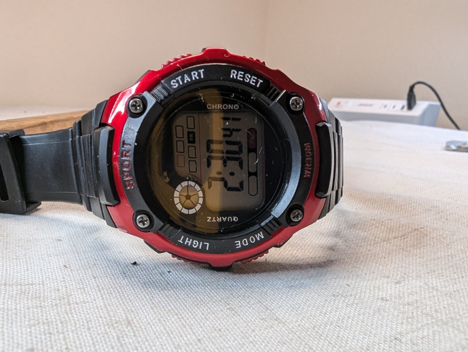 Sporty S-Sport Red & Black Chronograph Men’s Watch TPU Band