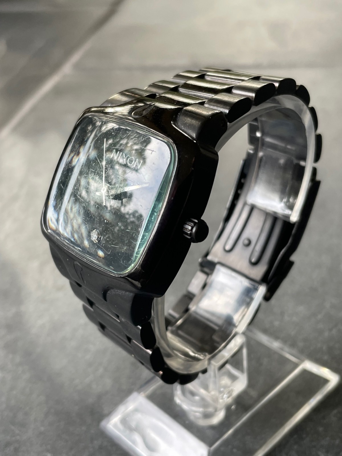 NEEDS BATTERY NIXON The Small Player Black Stainless Steel Analog Watch 40mm