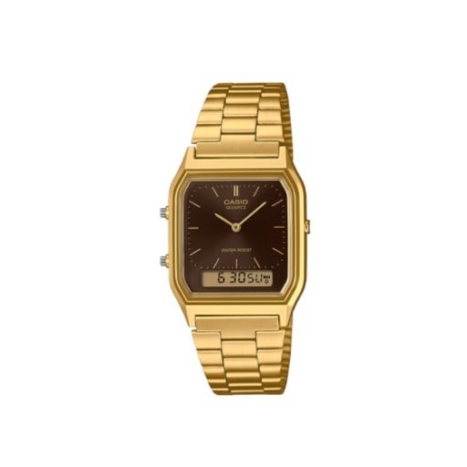 Casio AQ-230GA-5A Unisex Analog Digital Watch Gold Tone Brown Vintage
