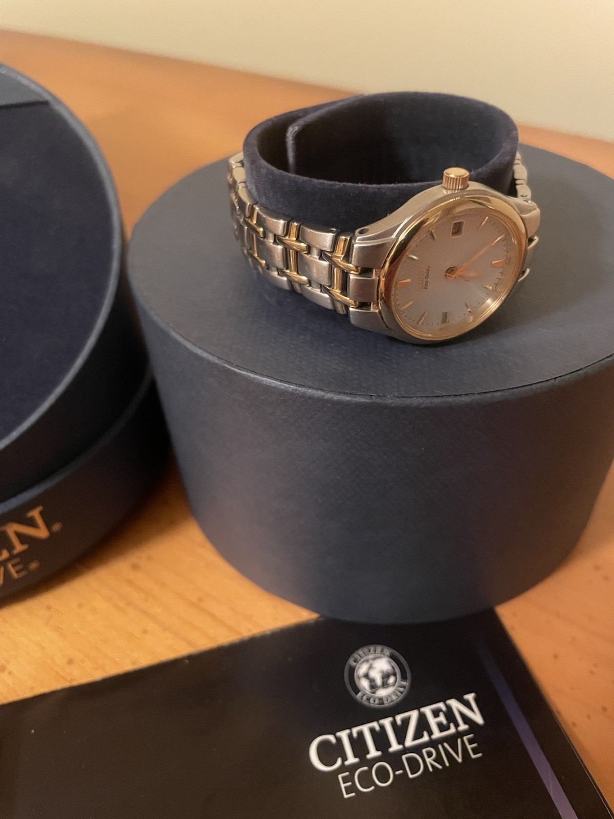 NEW Citizen Eco-Drive Ladies Corso Two Tone Watch White Dial Date Box EW1264-50A