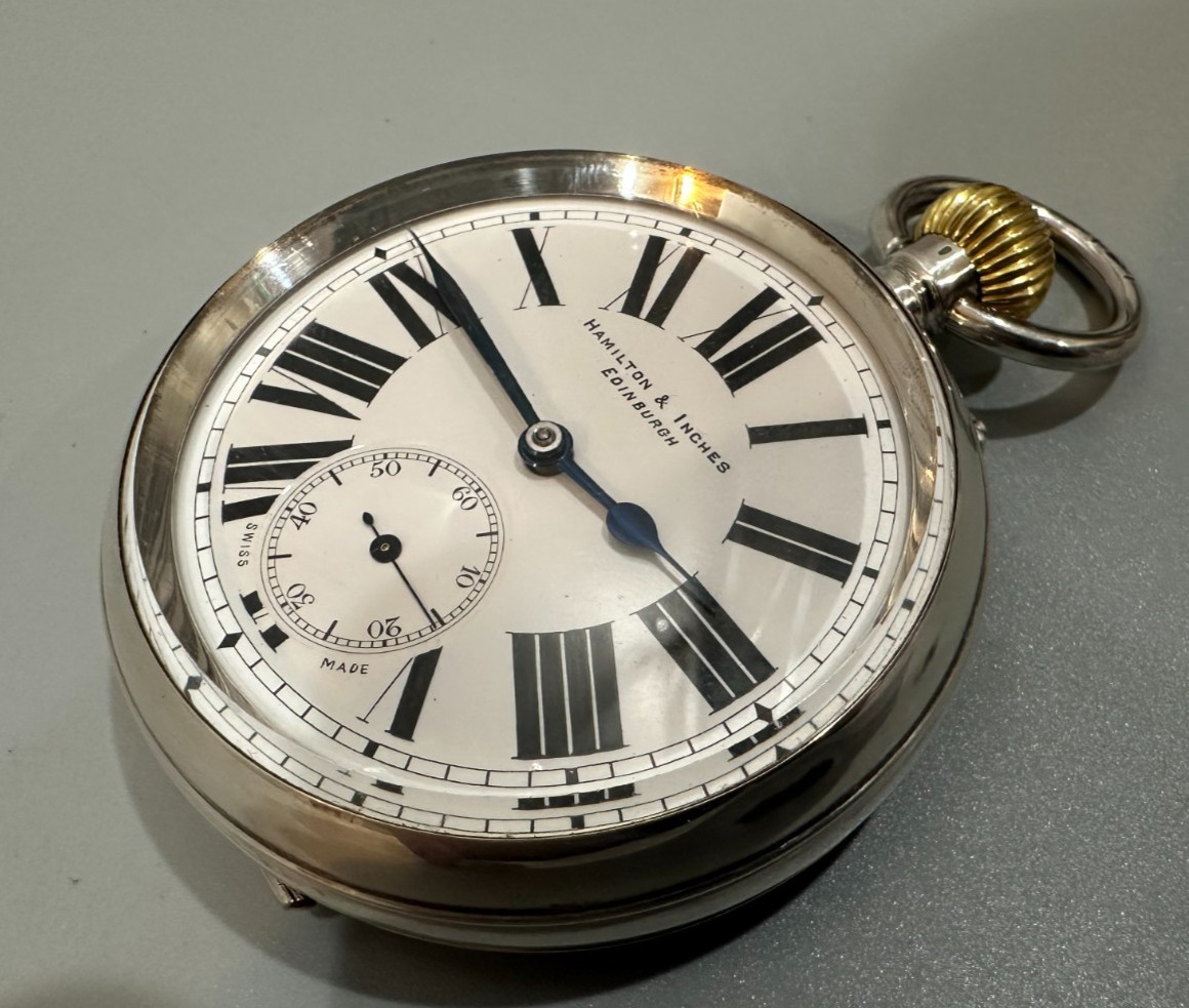 Massive Sterling Silver 8-day coach pocket watch 72mm