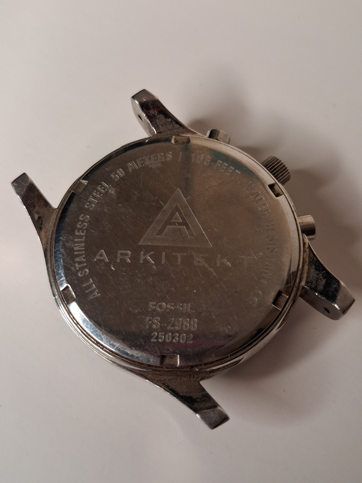 Fossil Arkitekt Quartz Chronograph Date 50m Stainless Steel Cream Dial Untested