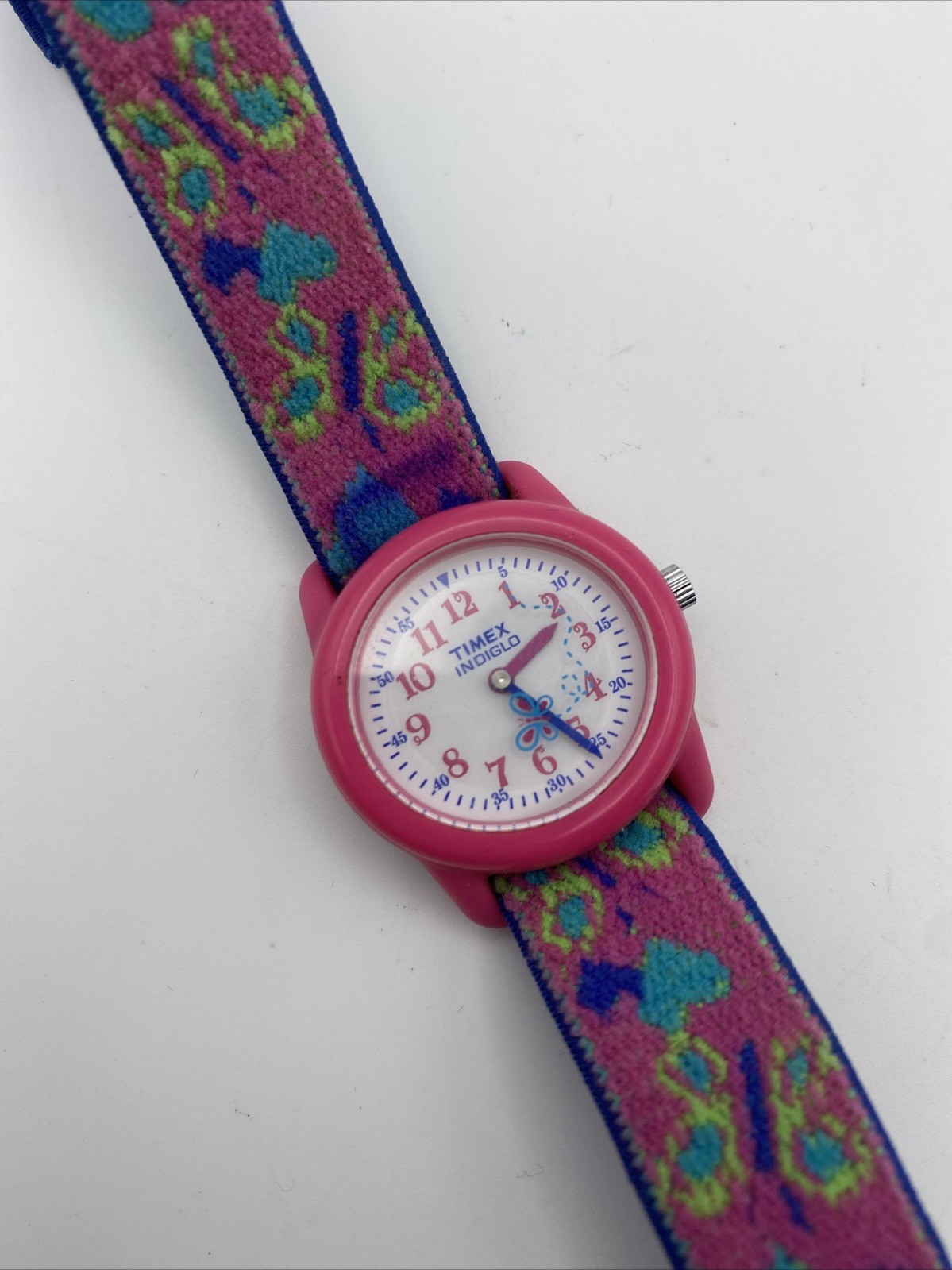 Timex Watch Girls Pink Purple 29mm Butterfly Elastic Band Kids Youth New Battery