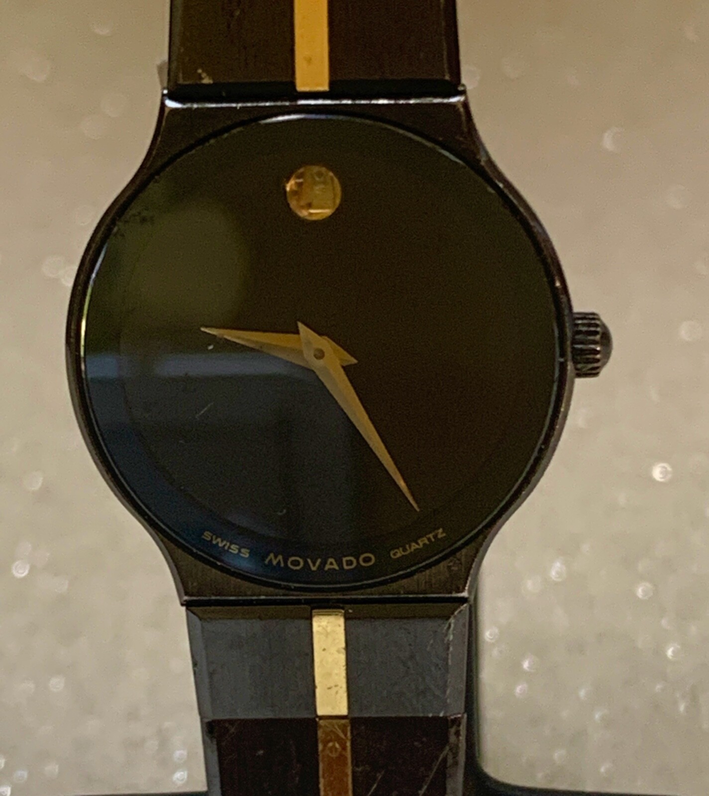 Movado watch Sapphire Bracelet 18K gold ribbon # 600486 RARE 22MM