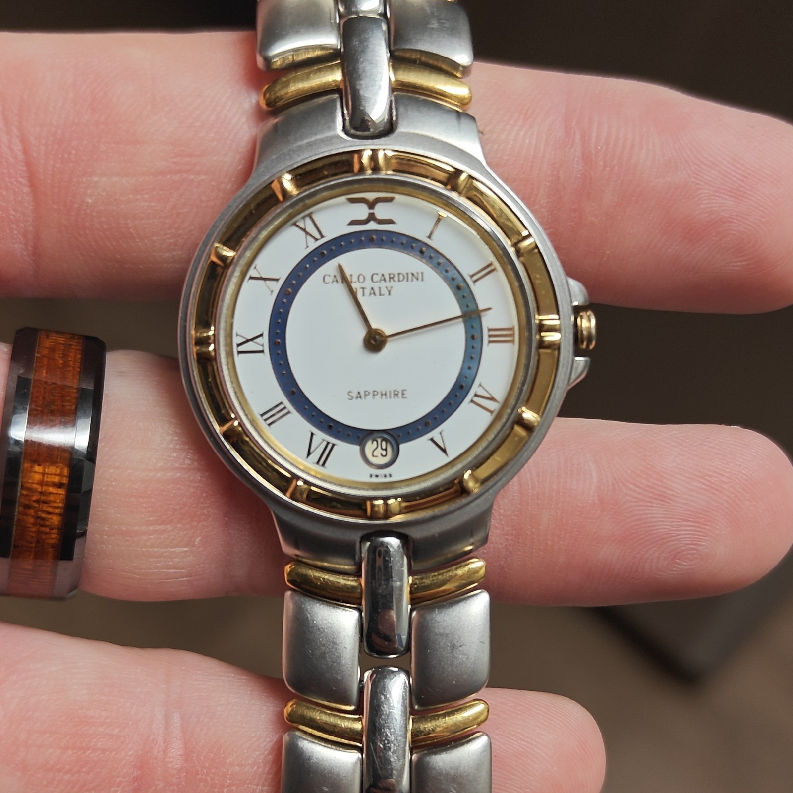 Carlo Cardini Sapphire Two-Tone Bracelet White Dial Quartz Date Box