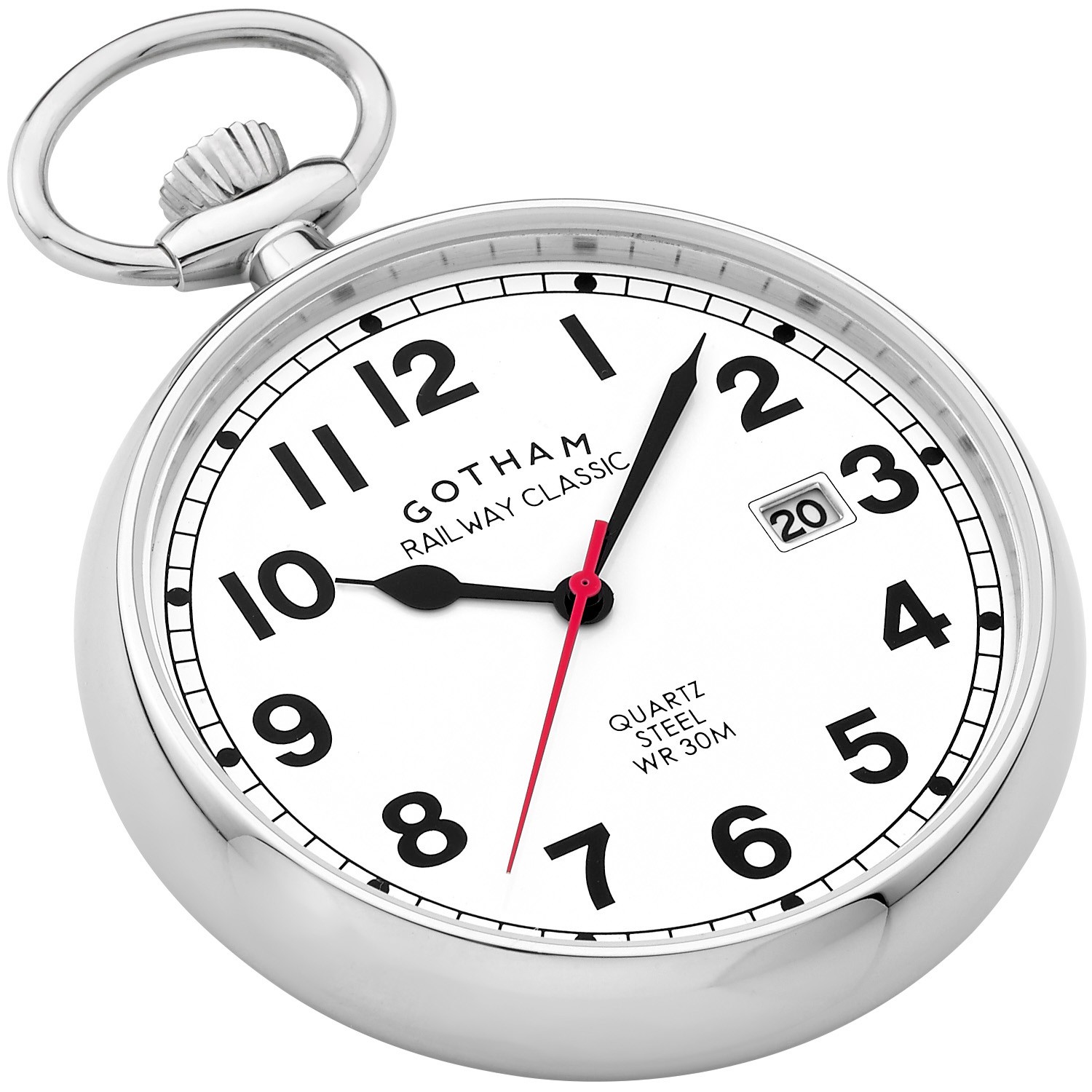 Gotham Men’s Stainless Steel Analog Quartz Date Pocket Watch # GWC14101S