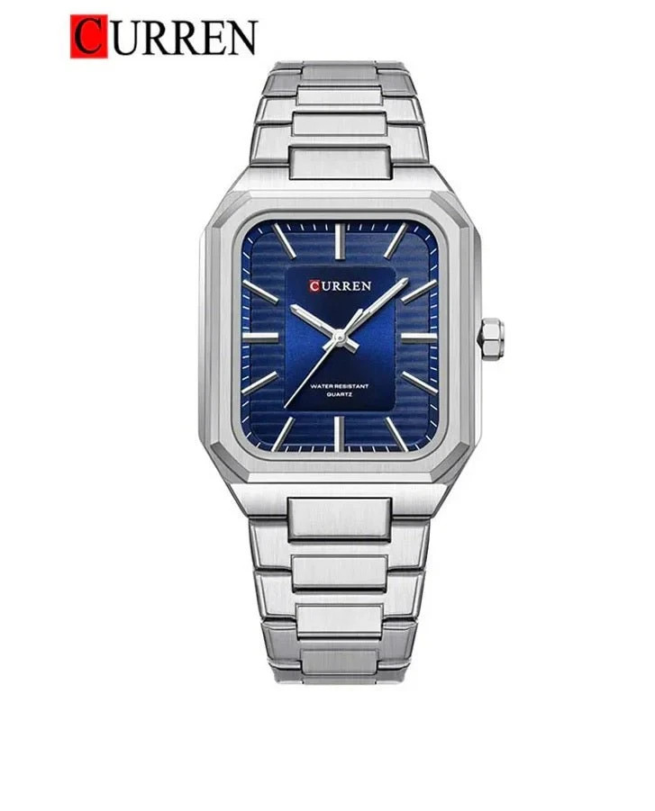 CURREN Mens Silver Blue Quartz Watch Stainless Steel Band 3ATM 35mm