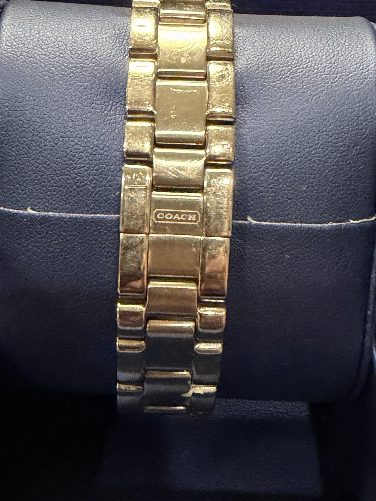 Coach Women’s Quartz Analog Gold Logo Dial Crystal Bezel Bracelet Watch