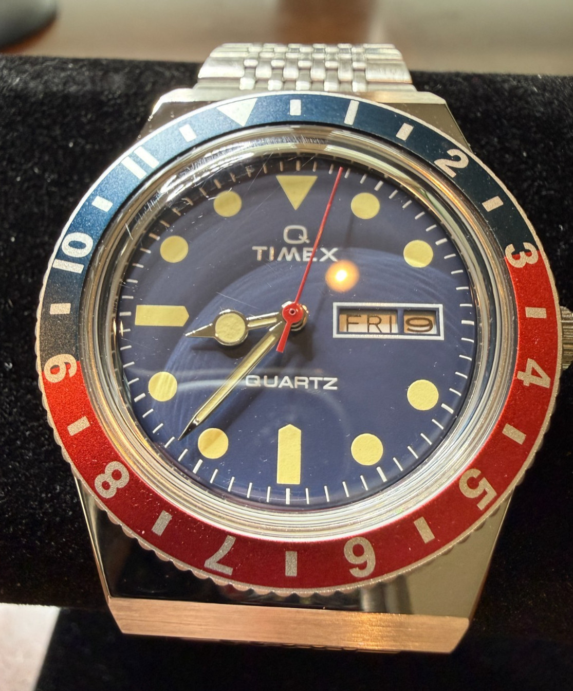 Timex Q Timex Reissue Quartz Blue Dial Pepsi Bezel Watch TW2T80700ZV