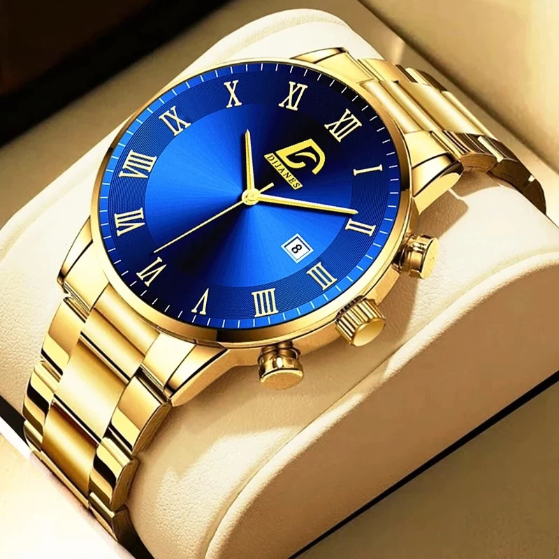 Luxury Minimalist Quartz Men’s Watch with Calendar – Business Casual Style