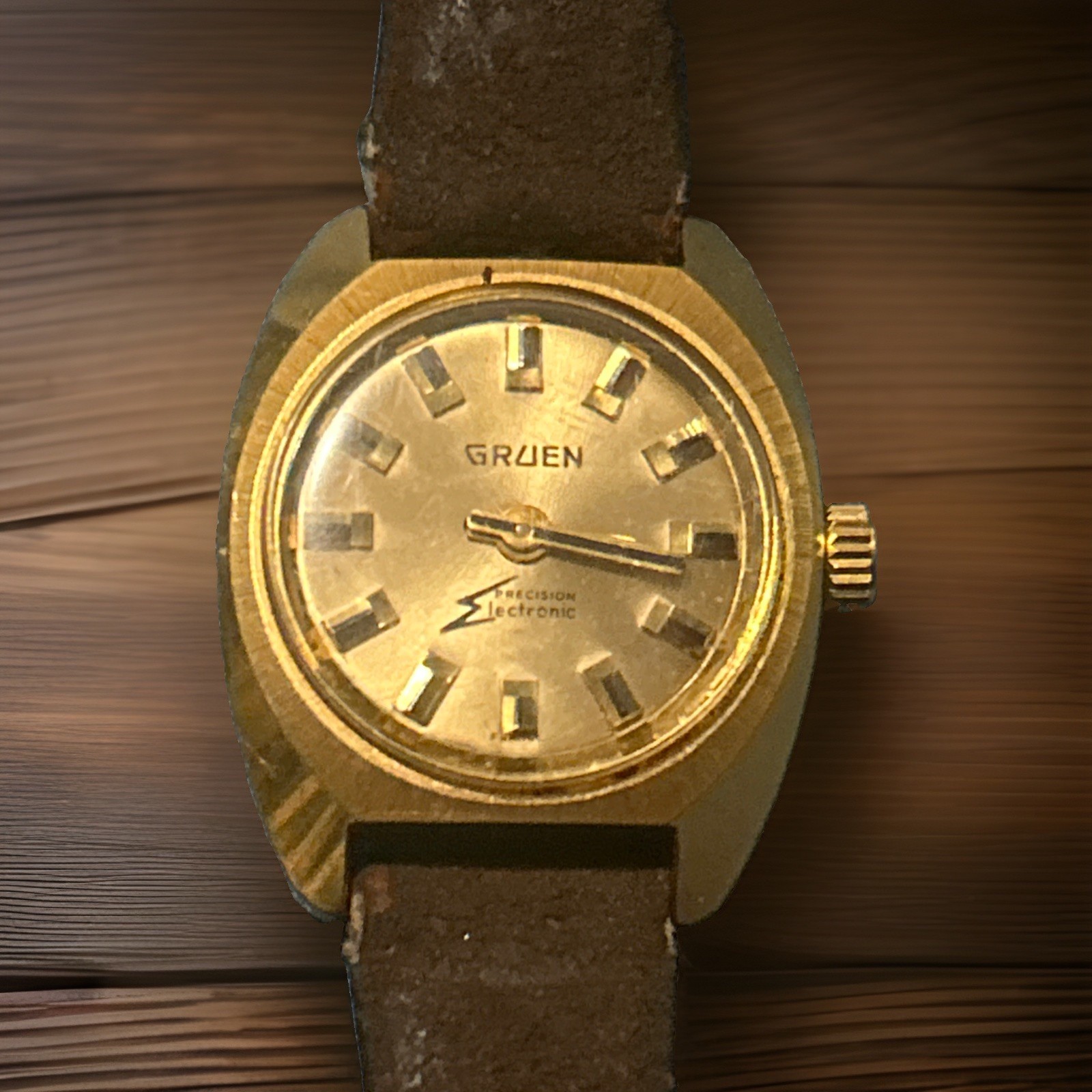 Gruen Precision Electronic (or Electric) lady’s watch (Running) Omega Leather