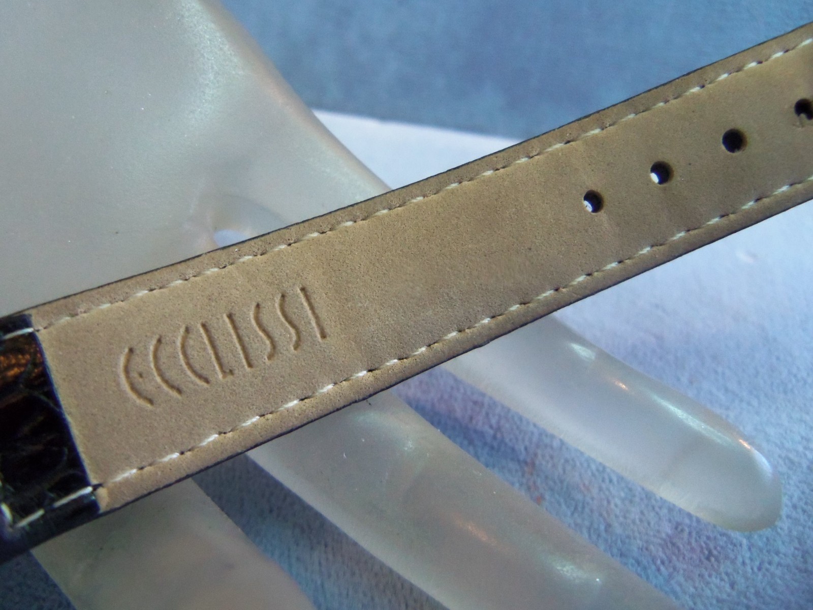 ECCLISSI STERLING SILVER BLACK LEATHER BAND # 22340 NICE new battery